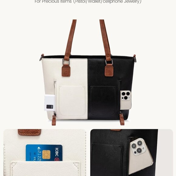 Purses Tote Bag for Women, Handbags Large Shoulder Bag, Leather Work Bags with M - Picture 5 of 9